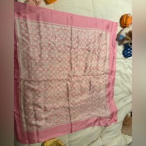 Coach Vintage Signature Print Silk Scarf in Pink